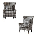 Black & White Plaid Arm Chair with Casters